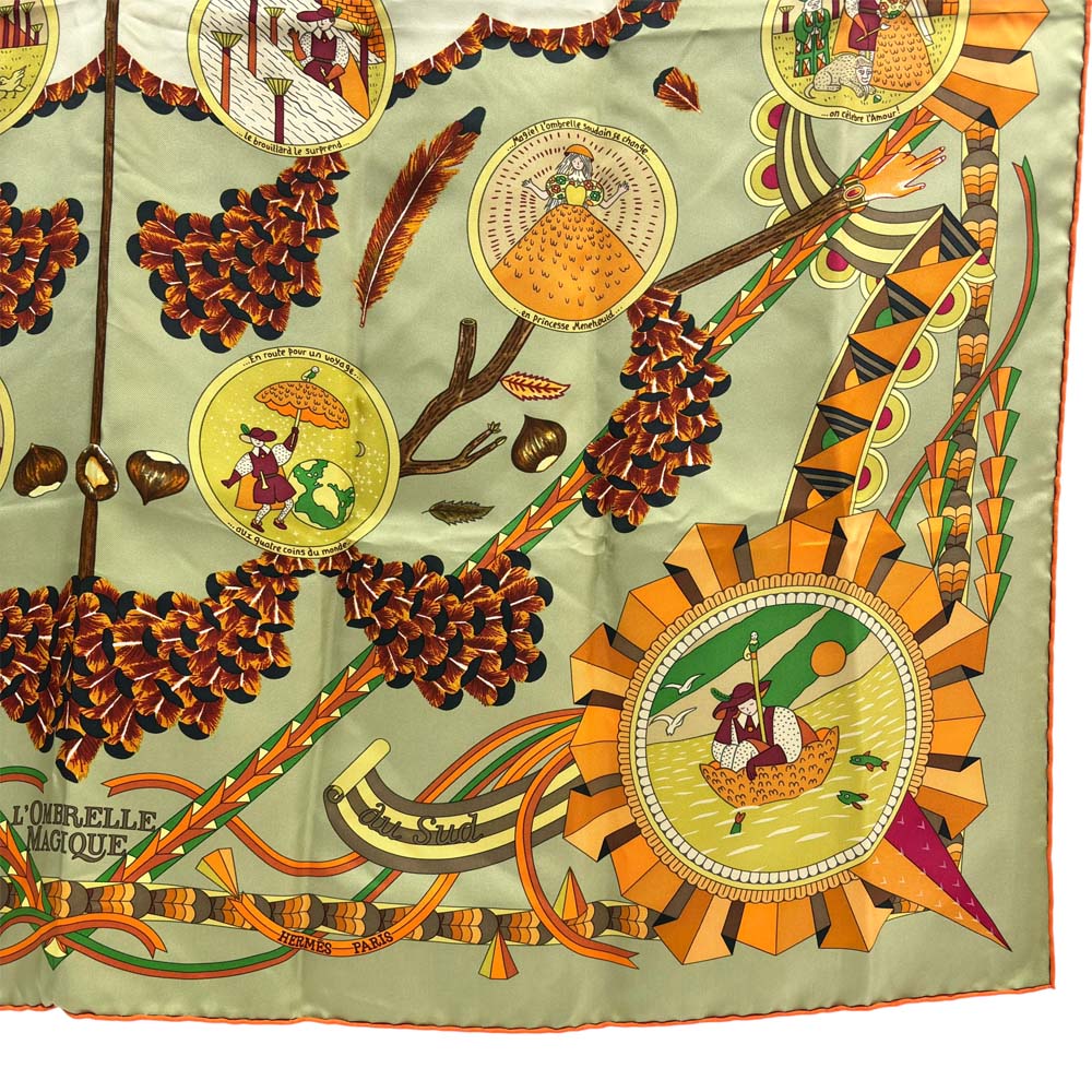 楽天市場】【美品】 エルメス カレ90 ライトグリーン スカーフ 魔法の