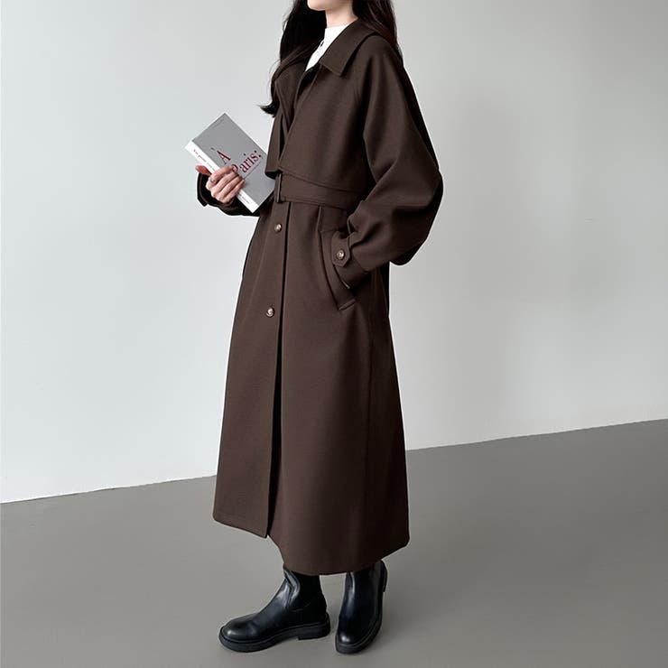 楽天市場】COCOMOMO ロングコート ベルト付き 2wayスタンドカラー