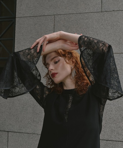 ANDRESD ドレス ベルスリーブスリットドレス / bell sleeve slit dress